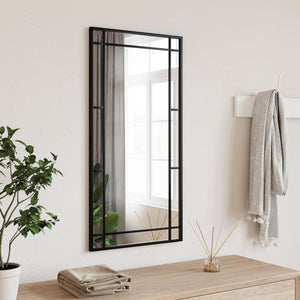 Wall Mirror Black Glass 15.7 x 31.5 in Minimalistic Wall Mirror