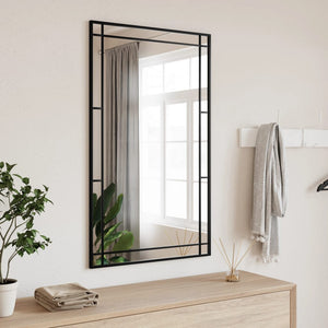 Wall Mirror Black Glass 23.6 x 39.4 in Wall mounting