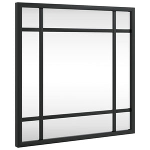Wall Mirror Black Glass and Powder-Coated Iron 12 in x 12 in
