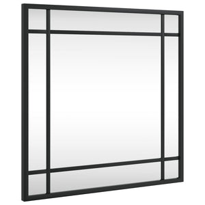 Wall Mirror Black Glass, Powder-Coated Steel 15.7x15.7 in