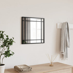 Wall Mirror Black Glass, Powder-Coated Steel 15.7x15.7 in
