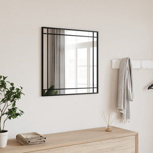 Wall Mirror Black Glass 19.7x19.7 in Minimalistic Wall Mirror