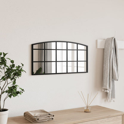 Wall Mirror Black Glass, Powder-coated iron 23.6 x 11.8 in