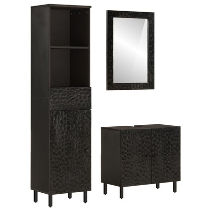 Bathroom Cabinet Set Black Solid mango wood Medium