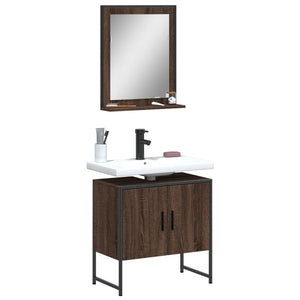 Bathroom Cabinet Set Brown Oak