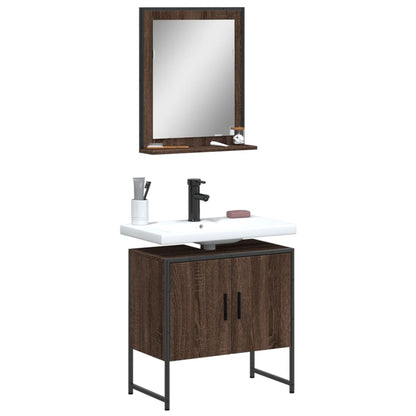 Bathroom Cabinet Set Brown Oak
