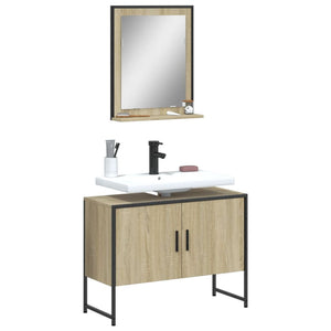 Bathroom Cabinet Set Sonoma Oak Engineered Wood