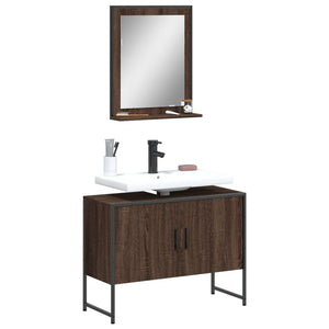 Bathroom Cabinet Set Brown Oak