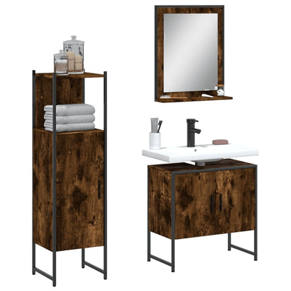 Bathroom Cabinet Set Smoked Oak