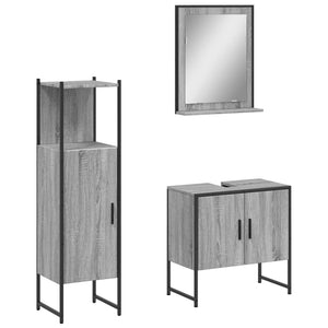 Bathroom Cabinet Set Grey sonoma Engineered wood Medium
