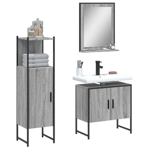 Bathroom Cabinet Set Grey sonoma Engineered wood Medium