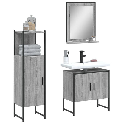 Bathroom Cabinet Set Grey sonoma Engineered wood Medium