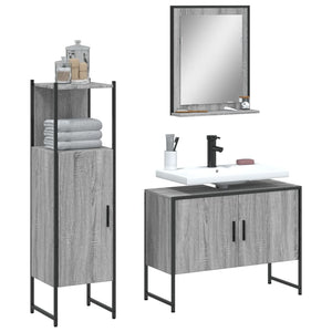 Bathroom Cabinet Set Grey Sonoma