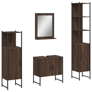 Bathroom Cabinet Set Brown Oak