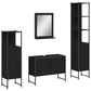 Bathroom Cabinet Set Black Engineered wood Medium