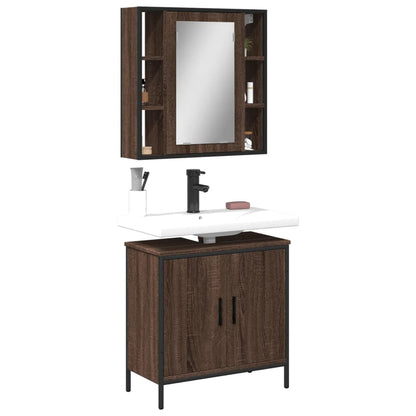 Bathroom Furniture Set Brown Oak Engineered Wood