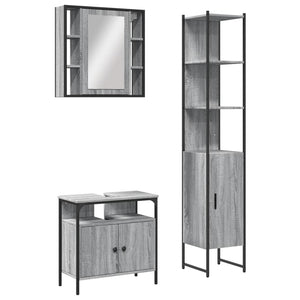 Bathroom Cabinet Set Grey Sonoma