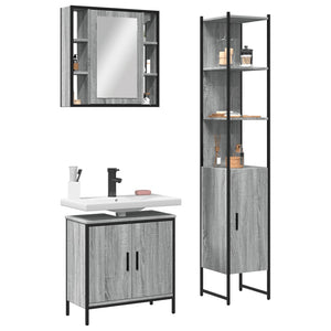 Bathroom Cabinet Set Gray sonoma