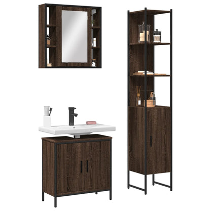 Bathroom Cabinet Set Brown Oak