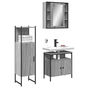 Bathroom Cabinet Set Grey Sonoma