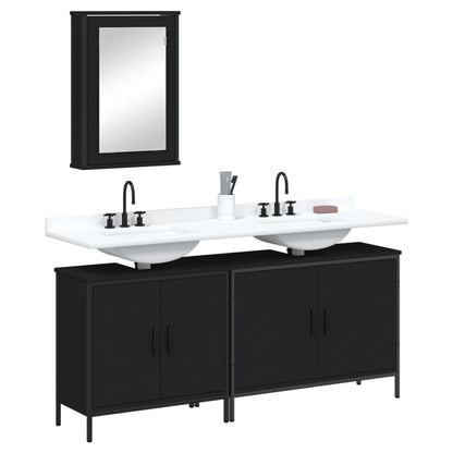 Bathroom Furniture Set Black Engineered wood Medium