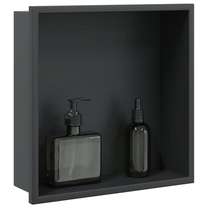 Shower Niche Matt Black 12.6x12.6x3.5" Stainless Steel