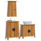 Bathroom Furniture Set Natural Wood Tone Solid Pine Wood