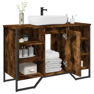 Bathroom Sink Cabinet Smoked Oak Engineered wood, Metal Medium