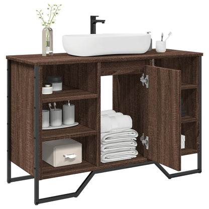 Bathroom Sink Cabinet Brown Oak Engineered Wood, Metal Medium