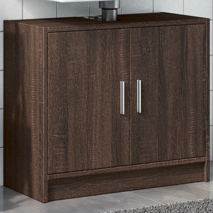 Sink Cabinet Brown Oak Engineered Wood Medium Sink Cabinet
