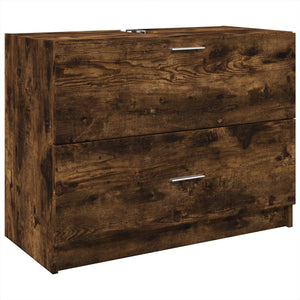 Sink Cabinet Smoked Oak Engineered Wood Sink Cabinet Rectangular