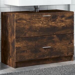 Sink Cabinet Smoked Oak Engineered Wood Sink Cabinet Rectangular