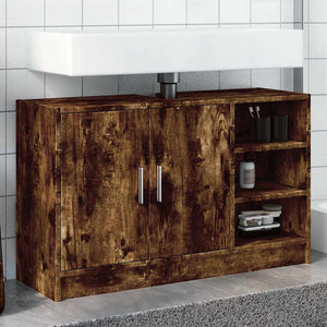 Sink Cabinet Smoked Oak Engineered Wood 35.4 in x 11.4 in x 21.7 in