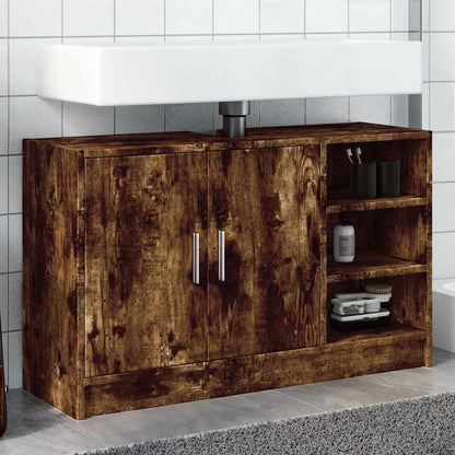 Sink Cabinet Smoked Oak Engineered Wood 35.4 in x 11.4 in x 21.7 in