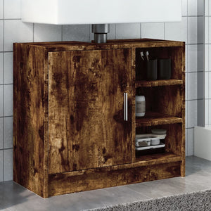 Sink Cabinet Smoked Oak Engineered Wood Medium Sink Cabinet