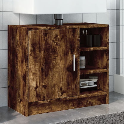 Sink Cabinet Smoked Oak Engineered Wood Medium Sink Cabinet