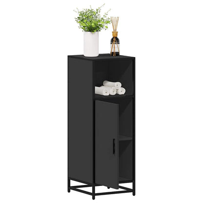 Bathroom Cabinet Black Engineered wood, metal Slim