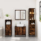 Bathroom Cabinet Smoked Oak Engineered Wood Tall Storage