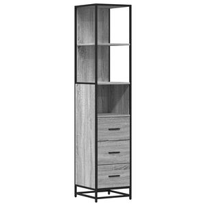 Bathroom Cabinet Grey Sonoma Engineered wood, Metal Tall and narrow