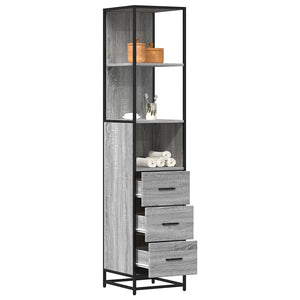 Bathroom Cabinet Grey Sonoma Engineered wood, Metal Tall and narrow