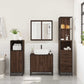 Bathroom Cabinet Brown Oak Engineered Wood, Metal