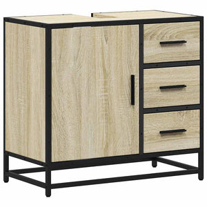 Bathroom Sink Cabinet Sonoma Oak Engineered Wood, Metal Medium