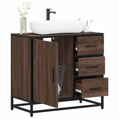 Bathroom Sink Cabinet Brown Oak Engineered wood, Metal Medium