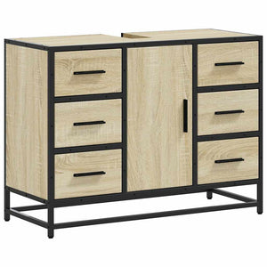 Bathroom Sink Cabinet Sonoma Oak Engineered Wood, Metal Medium