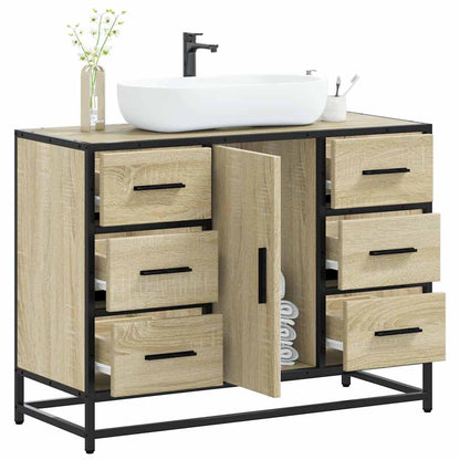 Bathroom Sink Cabinet Sonoma Oak Engineered Wood, Metal Medium