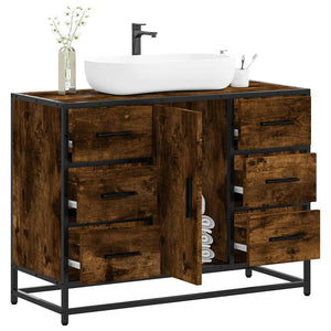 Bathroom Sink Cabinet Smoked Oak Engineered wood, Metal