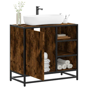 Bathroom Sink Cabinet Smoked Oak Engineered wood, Metal