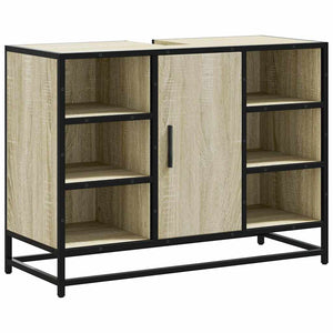 Bathroom Sink Cabinet Sonoma Oak Engineered Wood, Metal Medium