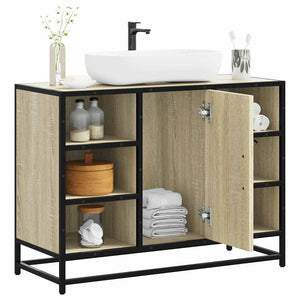 Bathroom Sink Cabinet Sonoma Oak Engineered Wood, Metal Medium