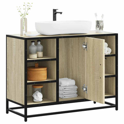 Bathroom Sink Cabinet Sonoma Oak Engineered Wood, Metal Medium